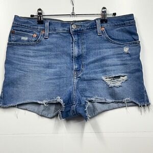 Levi's Blue Distressed Jean Shorts